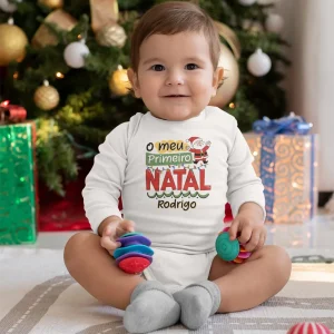 Body e/ou Babete "O meu primeiro Natal - Pai Natal"