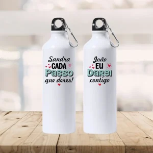 Conjunto 2 garrafas "Cada passo que deres eu darei contigo"