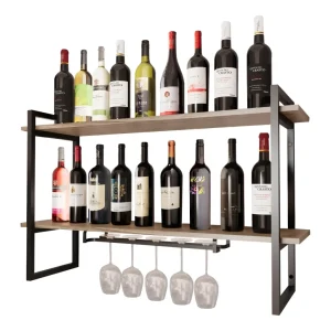 Adega Bar Industrial com Prateleira Dupla Preta 60cm