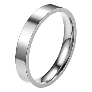Aliança de Casamento Lisa em Aço Inox Prata Fina 4mm