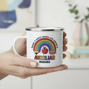 Caneca de Esmalte "Ensinar é colorir"