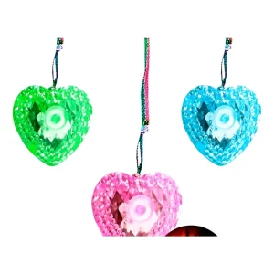 Colar Neon LED Coração – Pacote com 15 Unidades