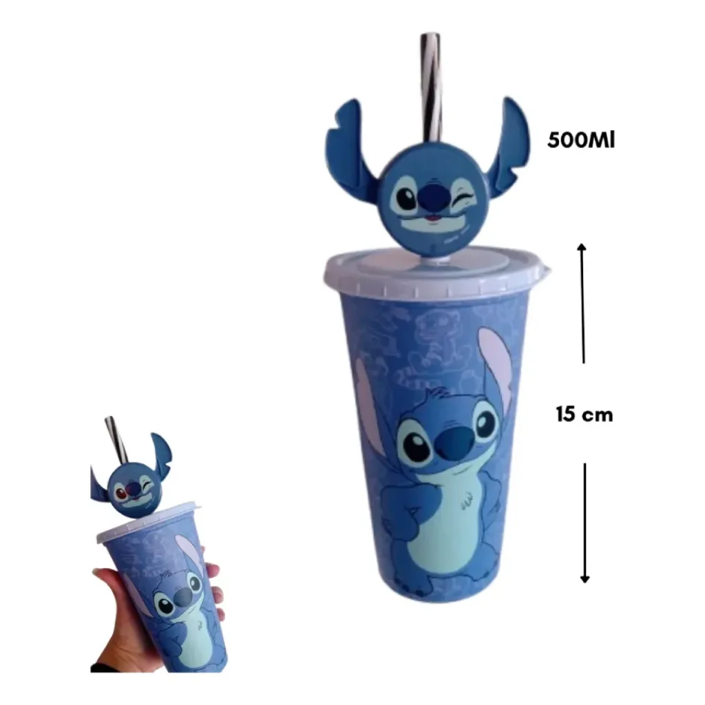 Copo Lilo e Stitch com Tampa e Canudo – 500ml - Image 5