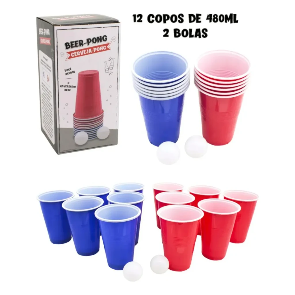 Jogo de Beer Pong com 12 Copos de 480ml e 2 Bolas - Image 3