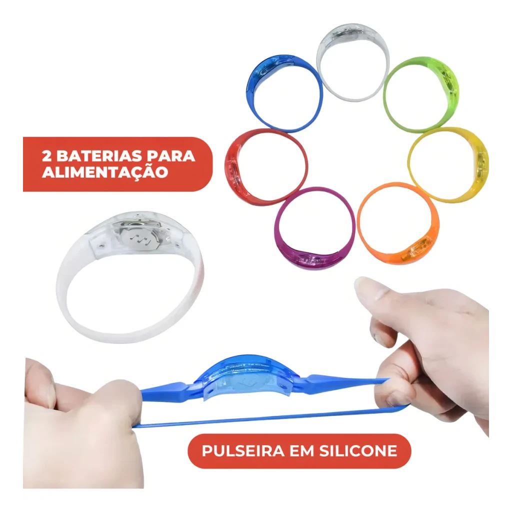 Kit com 20 Pulseiras de LED Sensíveis ao Som para Festas - Image 3