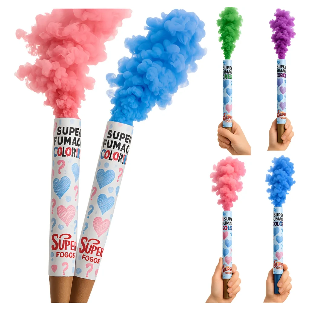 Kit de 4 Bastões de Fumaça para Chá Revelação – Cores Variadas