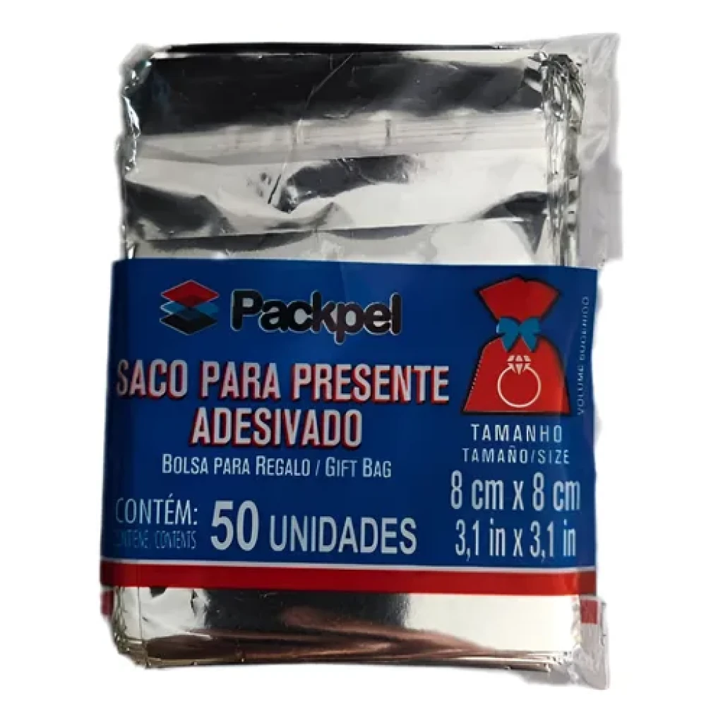 Sacos para Presente Metalizados com Aba Adesiva – 8×8 cm - Image 3