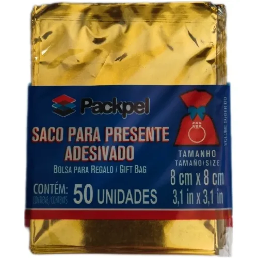 Sacos para Presente Metalizados com Aba Adesiva – 8×8 cm - Image 4